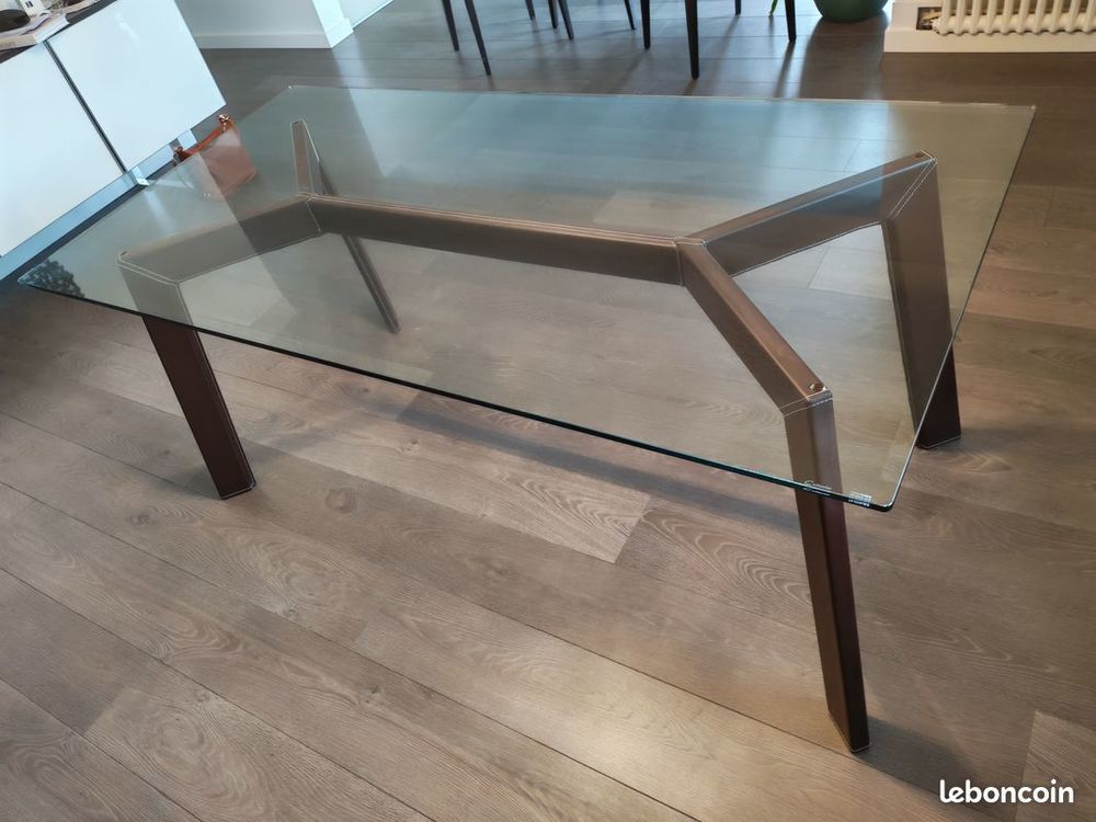 TABLE REPAS plateau verre 6 &agrave; 8 personnes Meubles