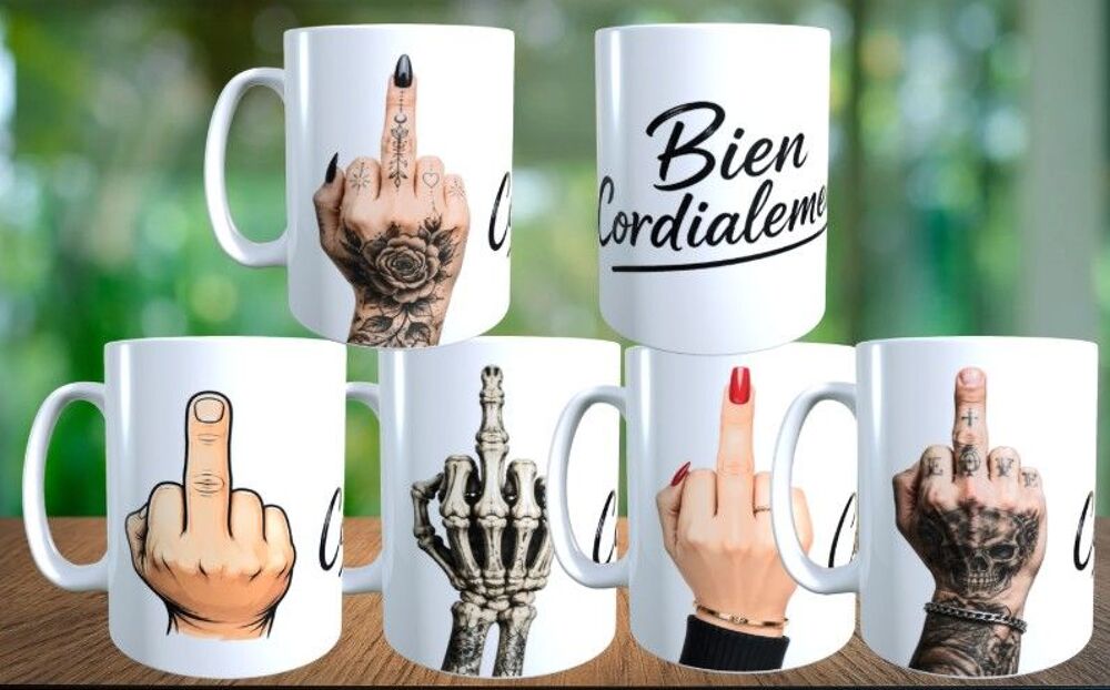 Mug humour, doigt d'honneur, f..k Décoration