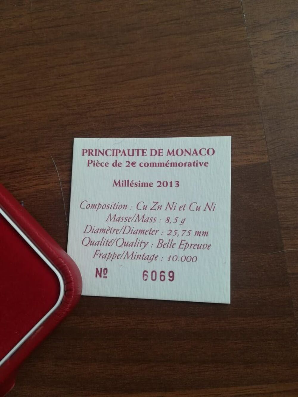 Pi&egrave;ce Comm&eacute;morative Monaco 2013 BE 