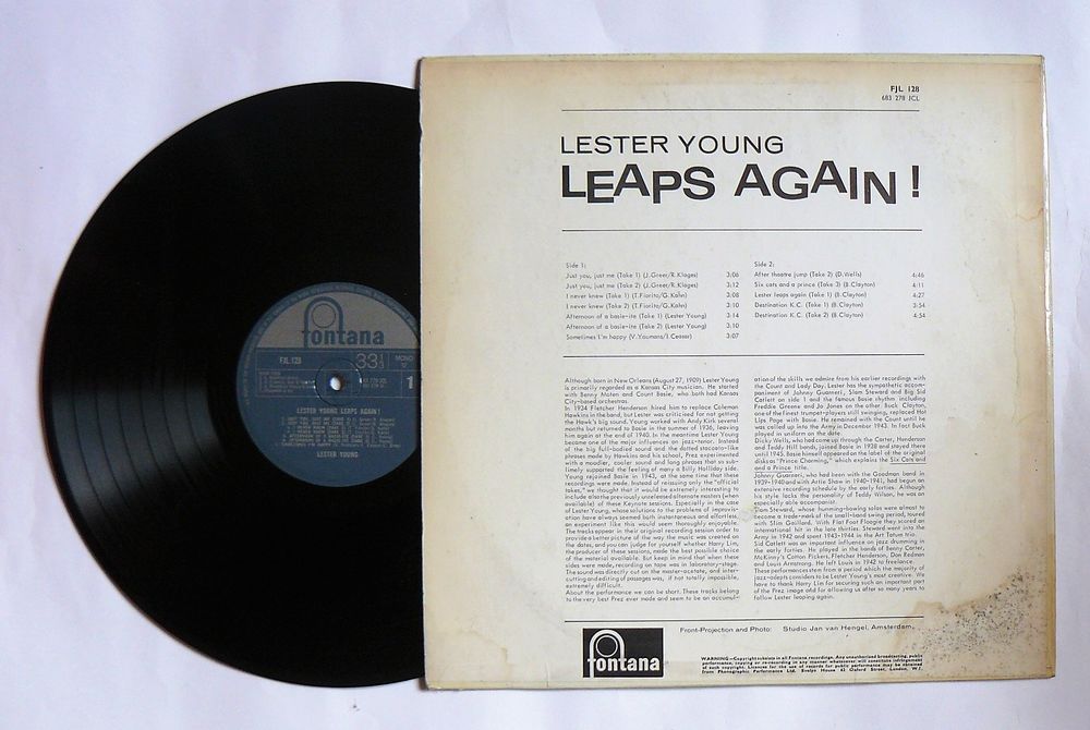 LP Lester YOUNG : Leaps again ! - Fontana FJL 128 - U.K. CD et vinyles
