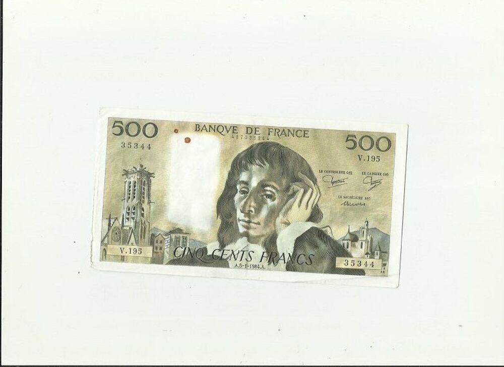 Ancien billet de 500 francs francrur ais a.5.1.1984.a pour c 