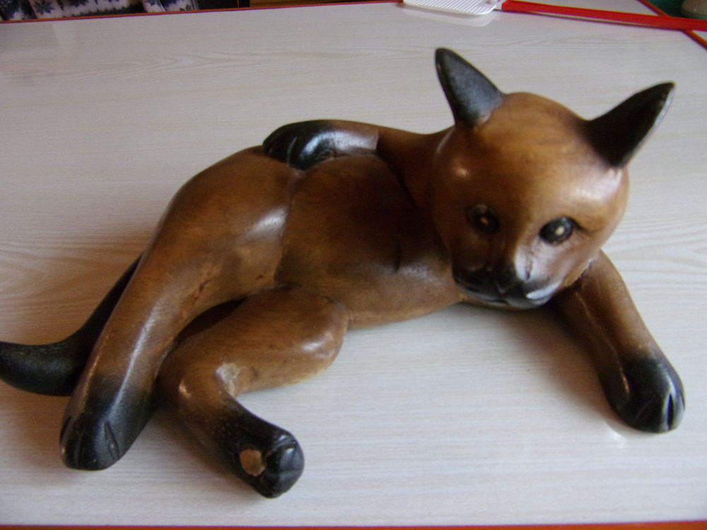 figurine chat en bois Décoration