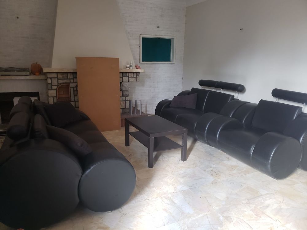 Salon noir cuir Meubles