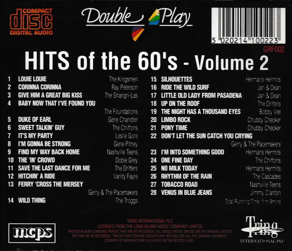 CD Hits Of The 60's. Volume Two Compilation CD et vinyles
