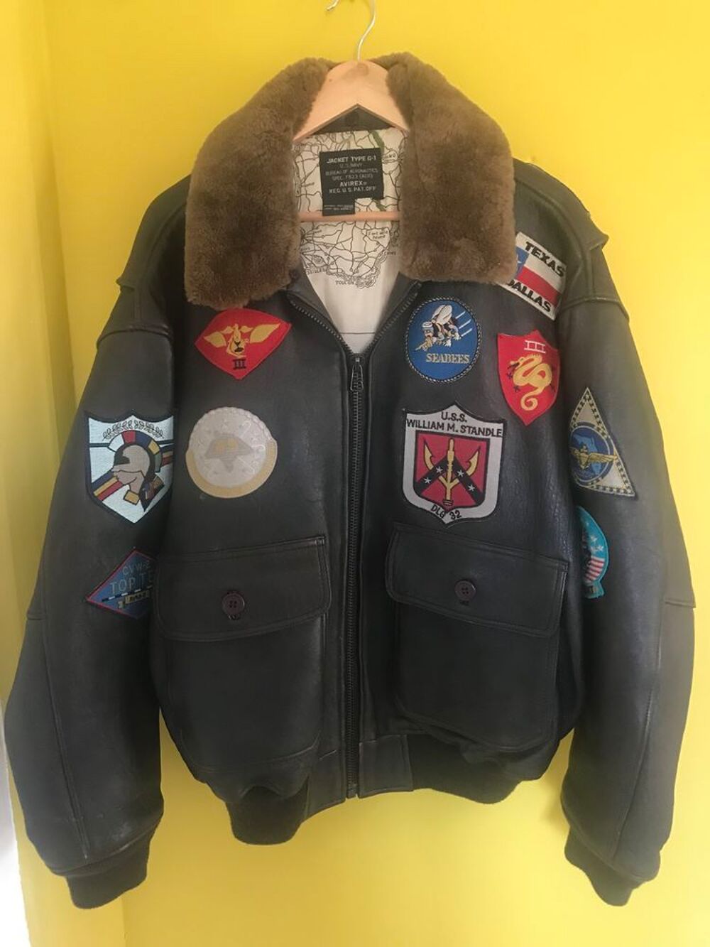 BLOUSON CUIR TOP GUN COLLECTOR PARFAIT &Eacute;TAT MARRON Vêtements