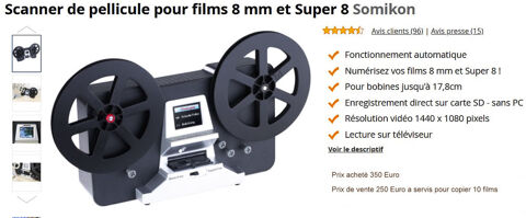 Scanner USB HD  cran LCD pour films 8 mm et Super 8 250 La Garde (83)