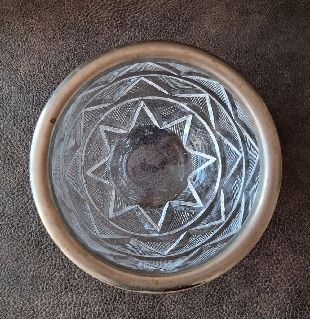 pot &agrave; biscuits vintage en verre cisel&eacute; motifs g&eacute;om&eacute;triques Décoration