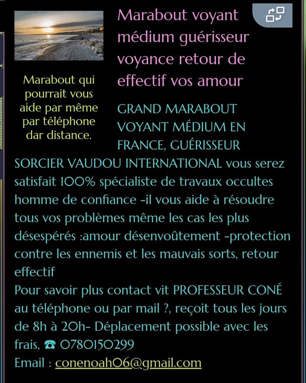   MARABOUT VOYANCE MEDIUM GURISSEUR RETOUR D'EFFECTIF VOYANCE DE FRANCE NANTES  