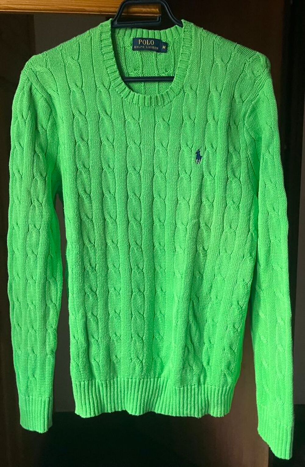 Pull Ralph Lauren - coton torsad&eacute; - Vert Vtements