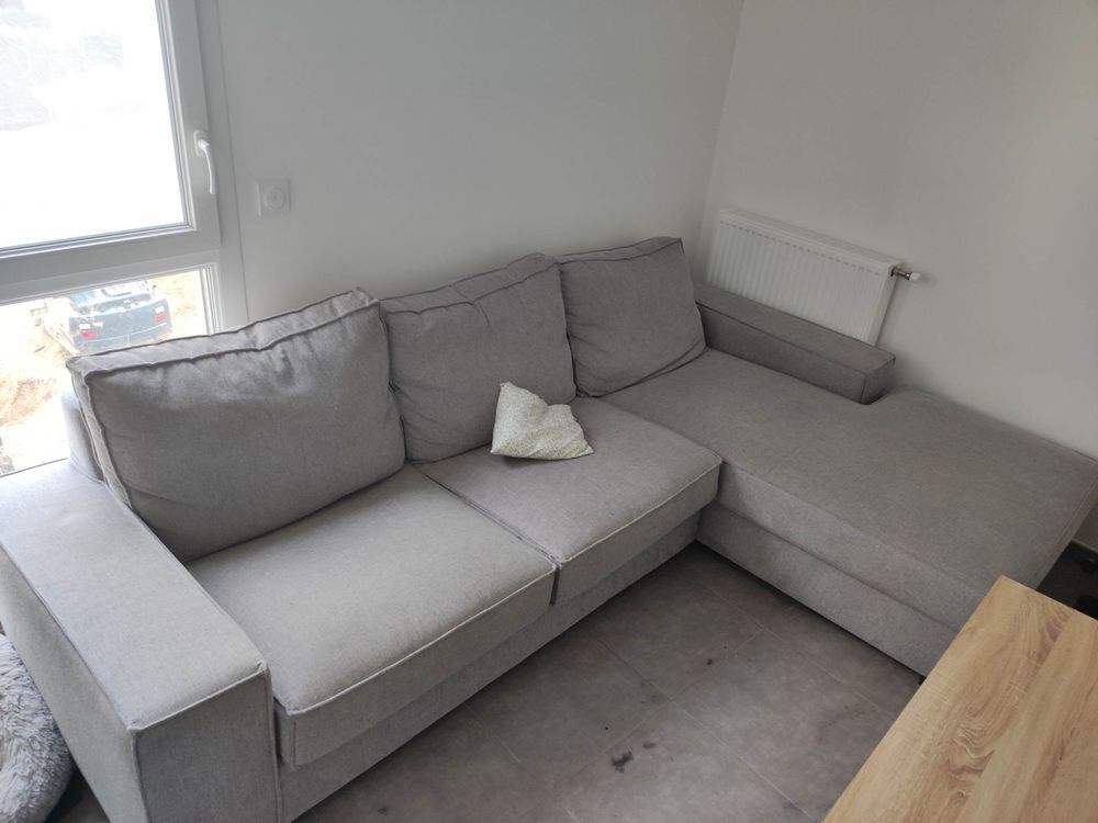 Canap&eacute; d'angle fixe Gris - 280x90x89 - m&eacute;ridienne 180x89 Meubles
