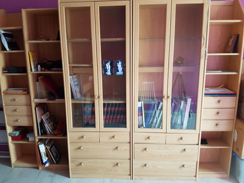 2 Armoires-vitrine haute mixte+3 &eacute;tag&egrave;res Meubles