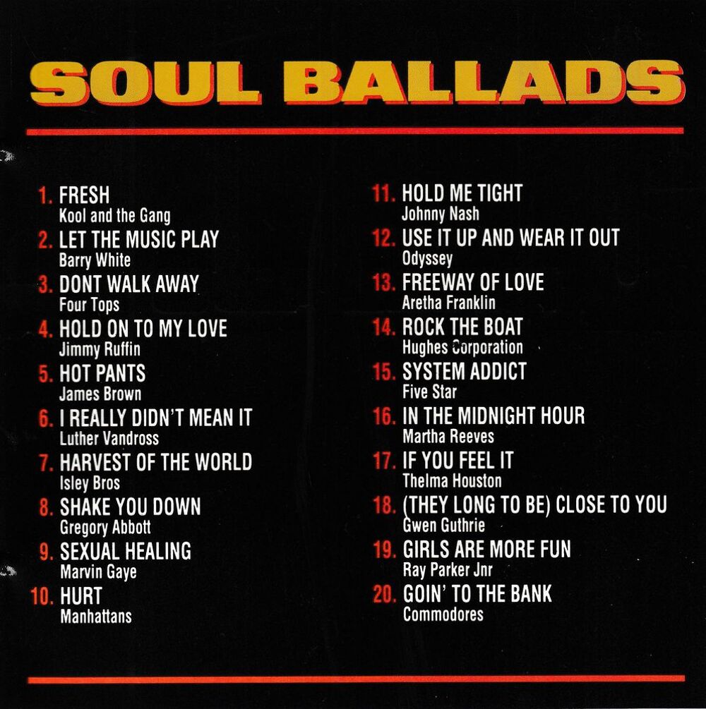 CD Soul Ballads Compilation CD et vinyles