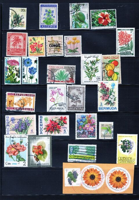 104 timbres du MONDE sur la FLORE et les FRUITS 4 Les Églisottes-et-Chalaures (33)
