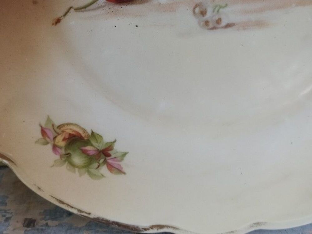 Assiette Porcelaine XIX&egrave;me Moritz Zdekauer Austria Cerises 