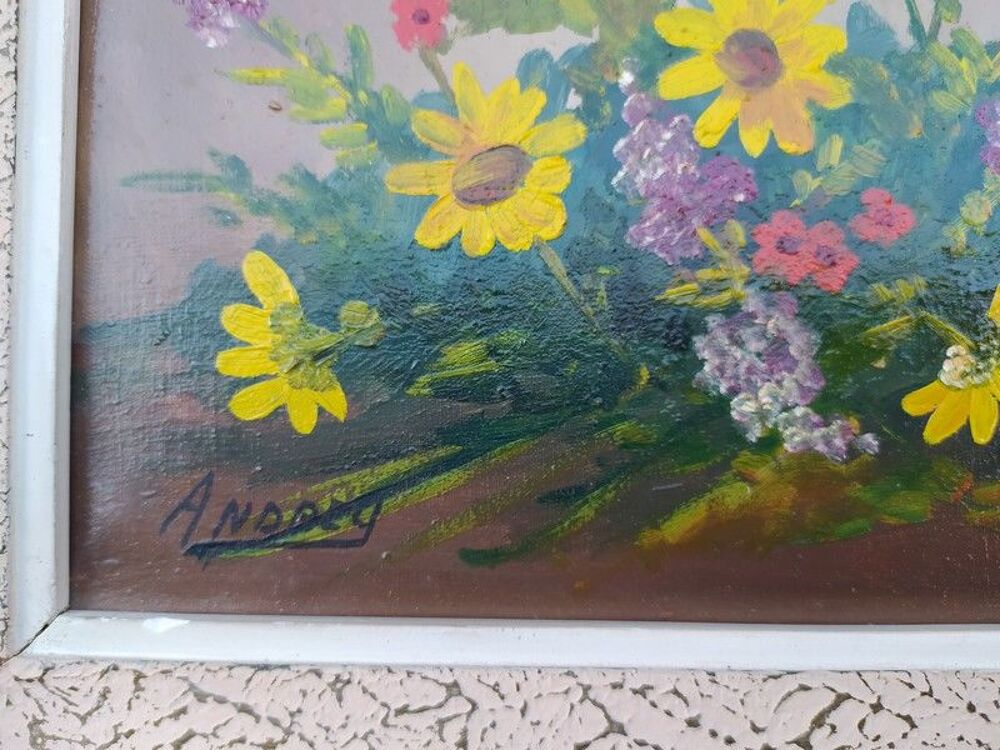 Ancien Tableau Nature Morte Bouquet de Fleurs Sign&eacute; Andrey
Décoration