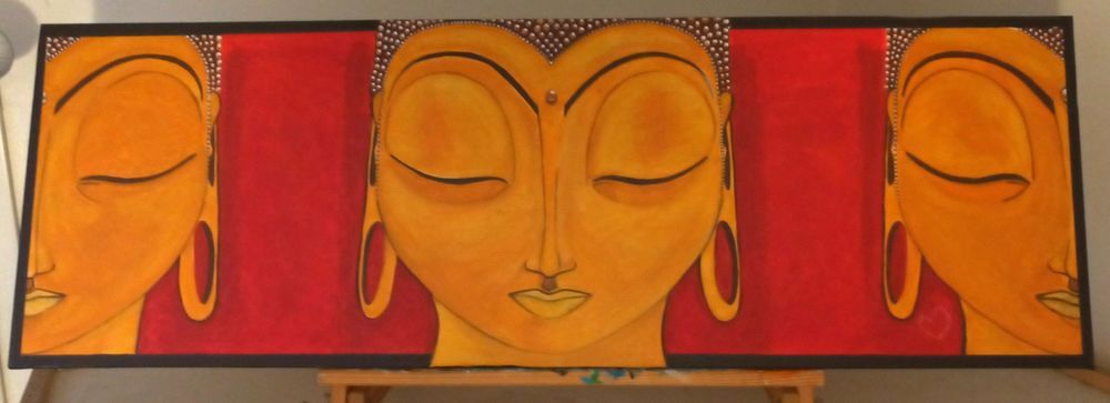 Tableau "M&eacute;ditation - Les 3 visages" Peinture acrylique Décoration