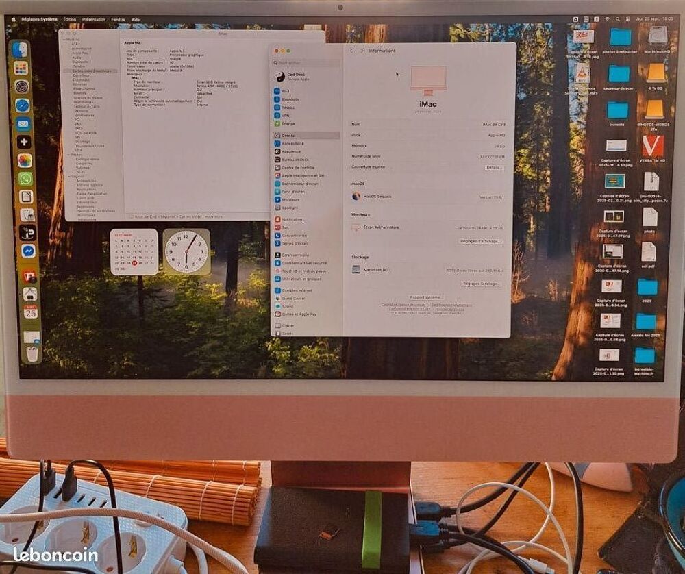 Imac 2023 - Puce M3 - &Eacute;cran 24" - 24 Go RAM Matériel informatique