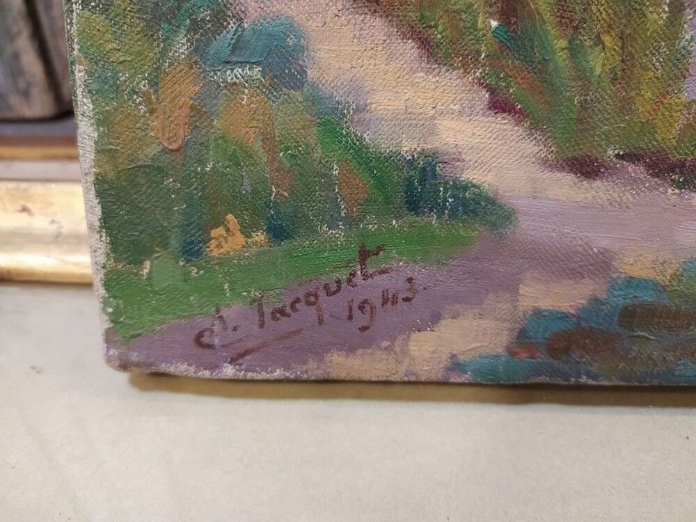 Tableau Fauviste Tours Vu de la Loire Andr&eacute; Jacquet 1943 Décoration