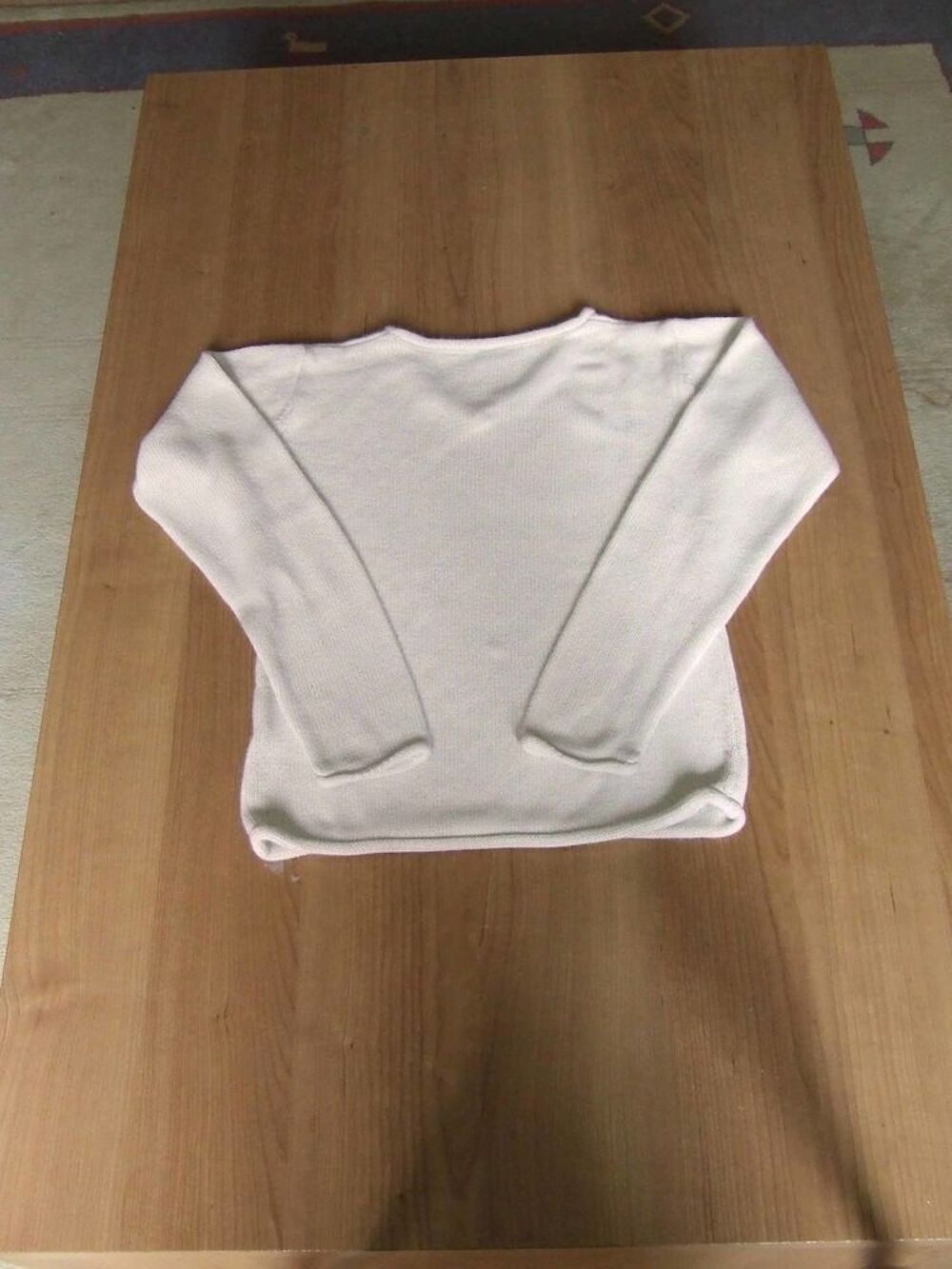 Pull en maille, col en V, &Eacute;cru, 10&nbsp;ans (138&nbsp;cm) Vêtements enfants
