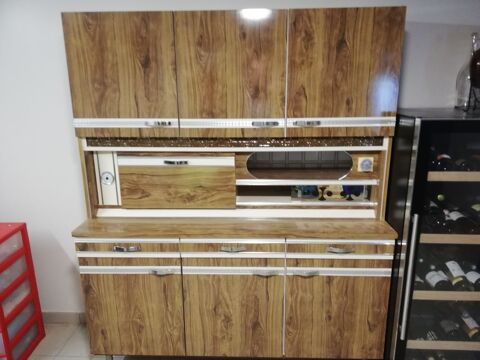 Buffet cuisine vintage en formica marron 135 Douvres-la-Délivrande (14)
