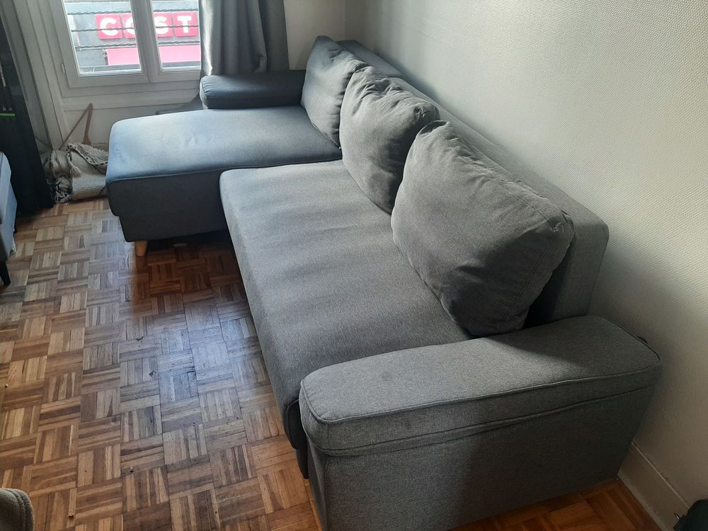 Canap&eacute; d'angle convertible r&eacute;versible GRIS Meubles