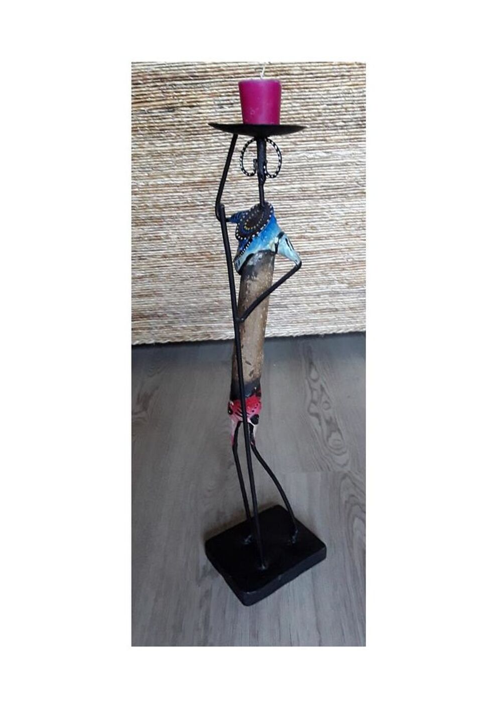 BOUGEOIR AFRICAIN MASSA&iuml; 60 cm FER/BOIS Décoration