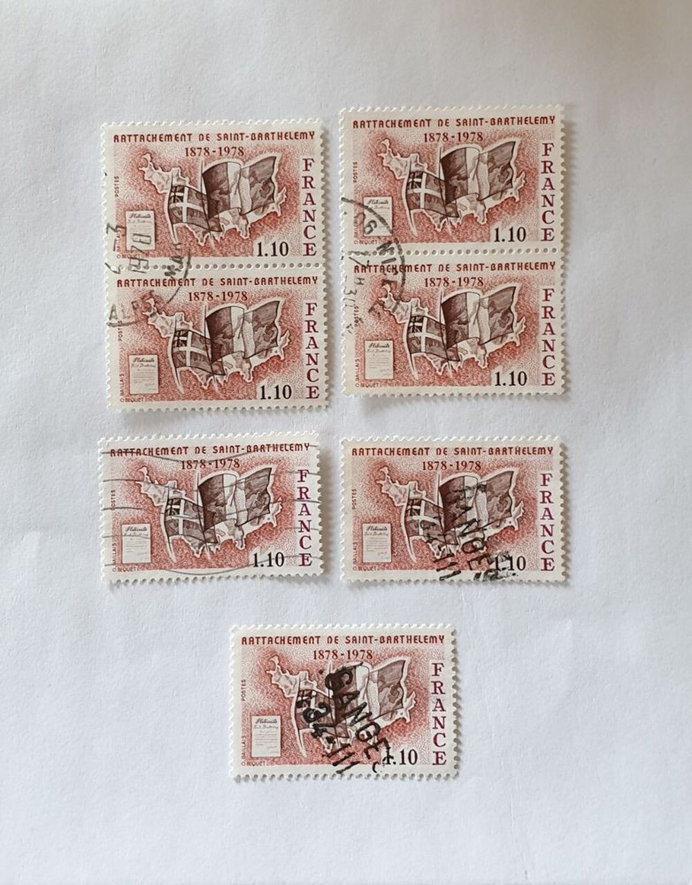 Timbre France 1978 Rattachement st bart lot 0.70 euro 