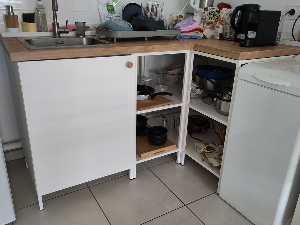 cuisine ikea Enhet + &eacute;lectrom&eacute;nager blanc et ch&ecirc;ne Cuisine