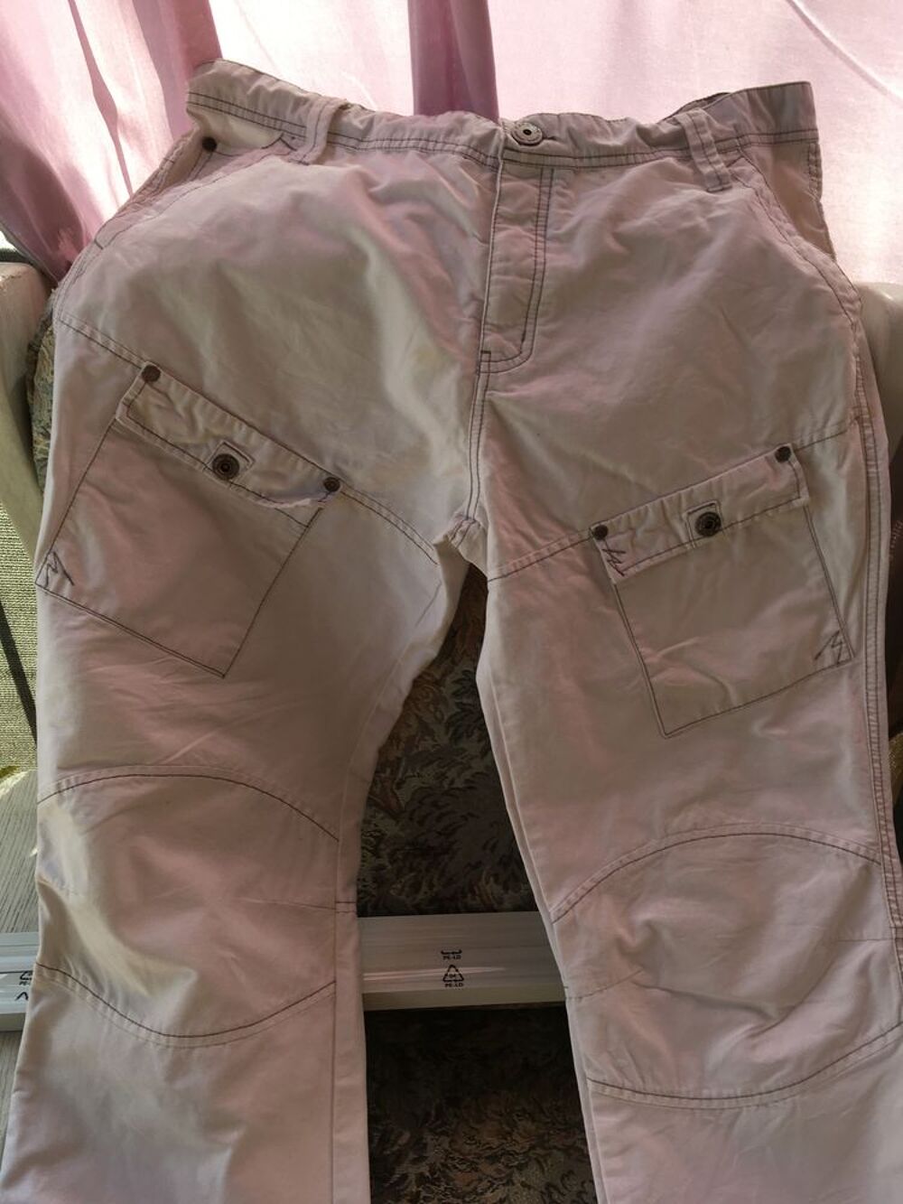 Pantalon aspect jean beige Armand Thierry taille 48 Vtements