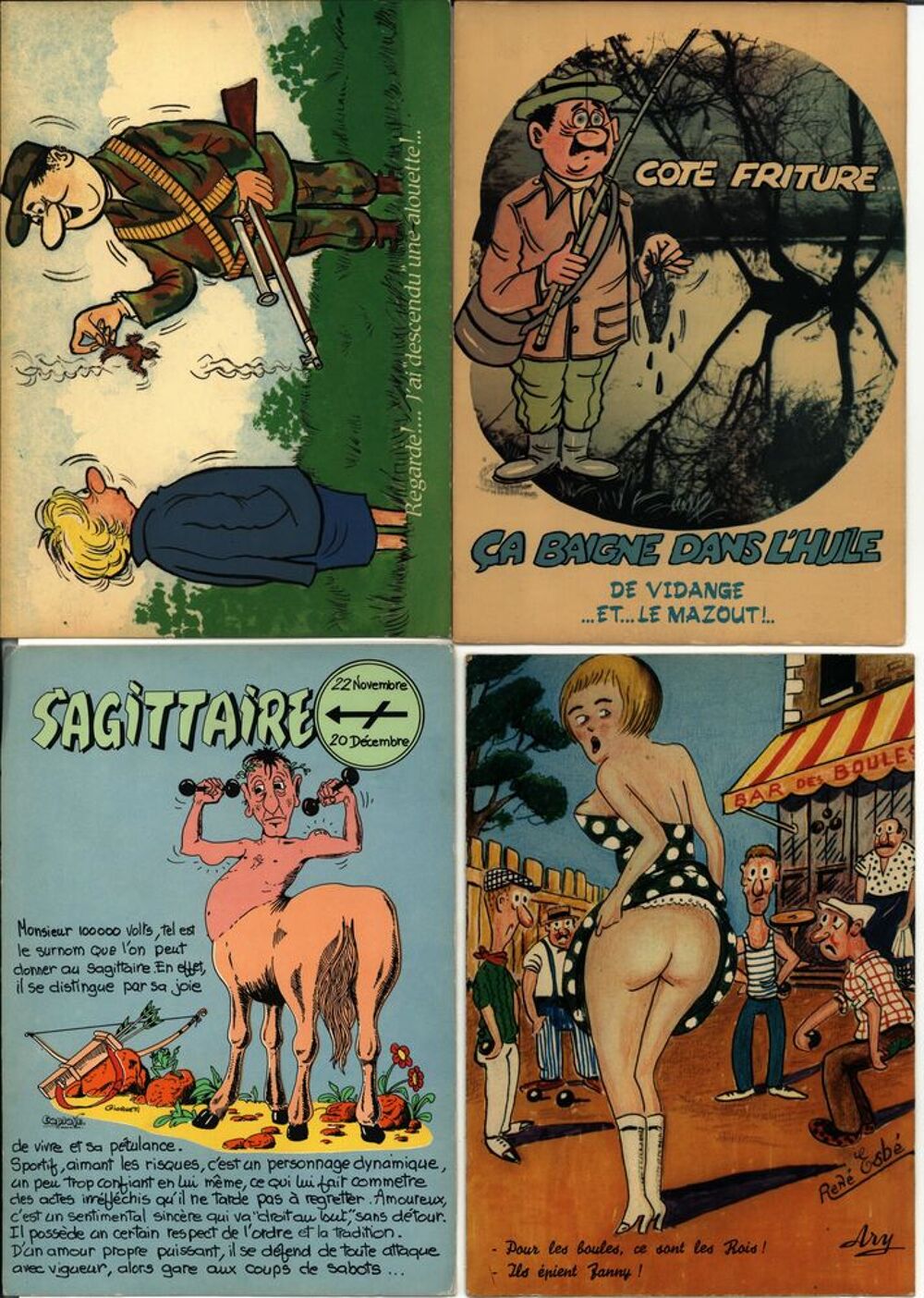Lot de 8 cartes postales humoristiques
