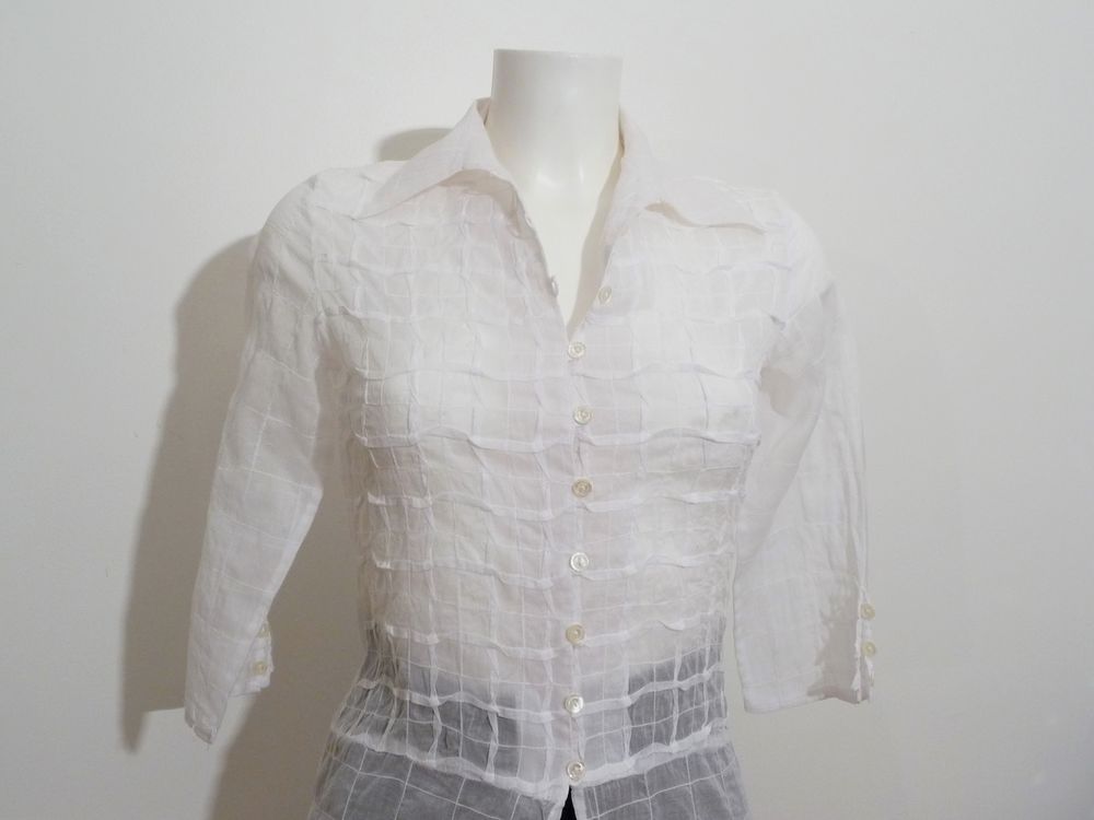 Chemise/ Tunique Blanc Mi Longue &agrave; Manches 3/4- Rayure Paris Vêtements