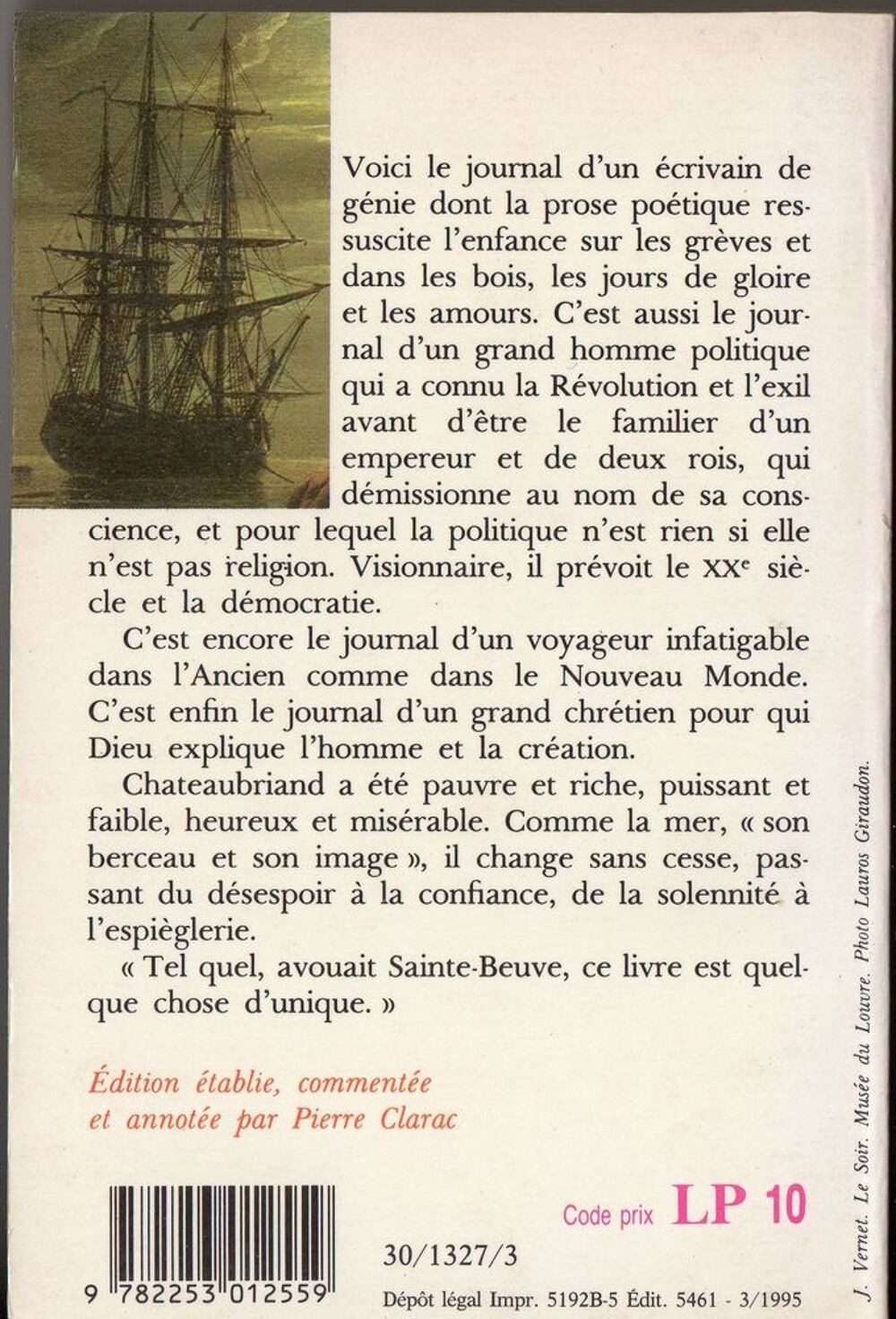 M&eacute;moires d'outre-tombe T1 - Fran&ccedil;ois-Ren&eacute; de Chateaubriand Livres et BD