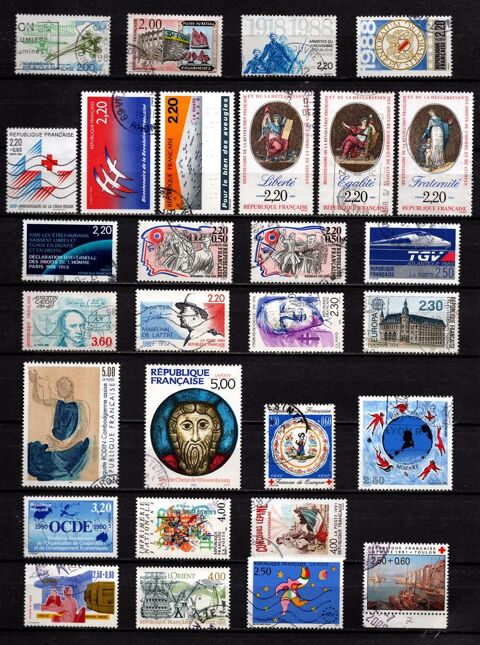 Lot timbres France ohlit�r�s de 1988/92, TB 2 Cholet (49)
