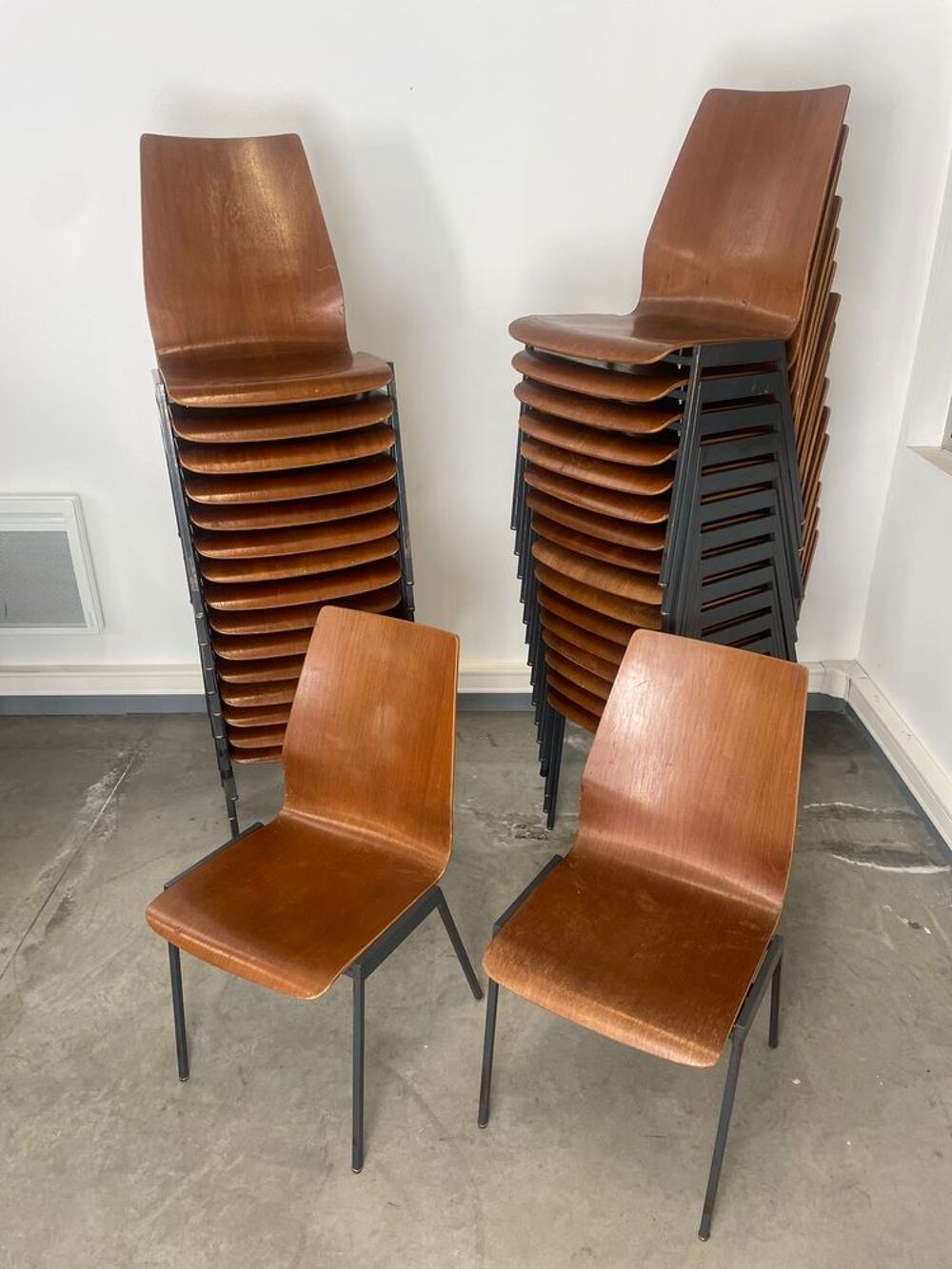 Chaises vintage bois acier bistrot caf&eacute; LIVRAISON POSSIBLE Meubles