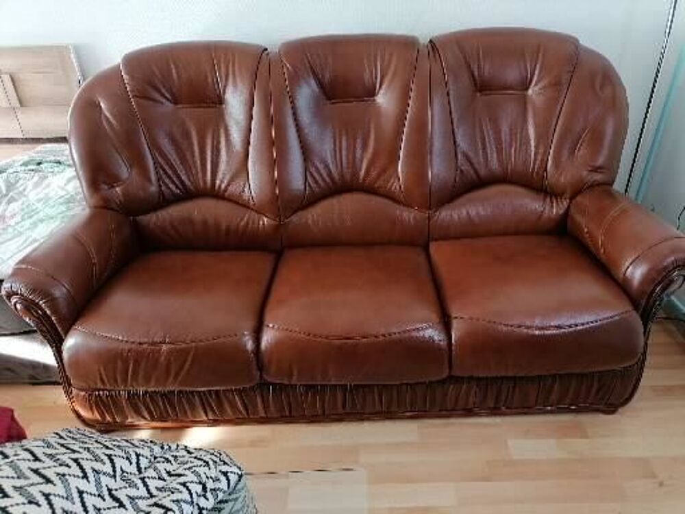 Canap&eacute; cuir buffle marron Meubles