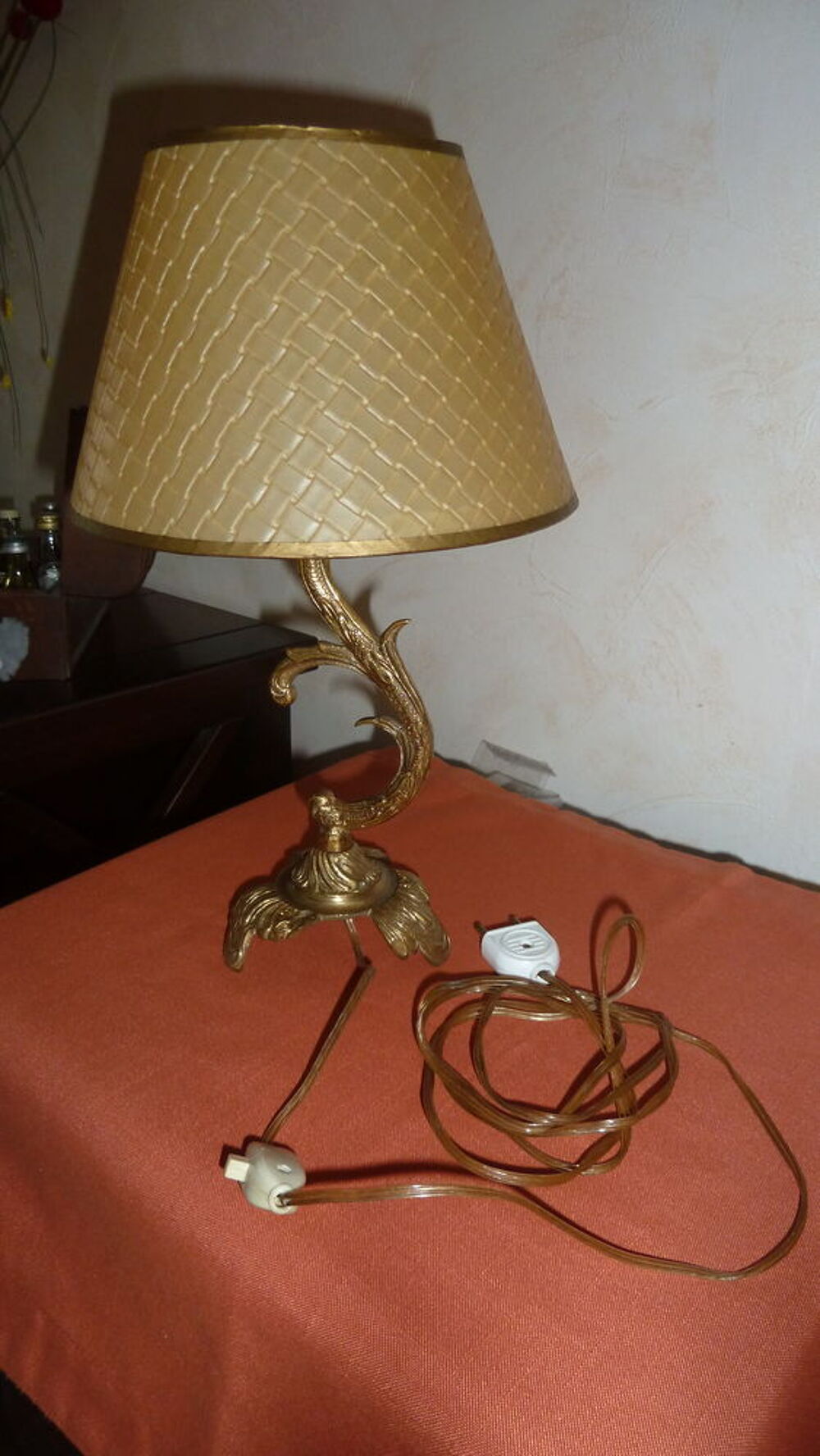Lampe de chevet, pied bronze Dcoration