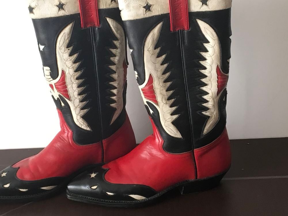 CowBoy Boots Santiag Vintage collector en cuir d&eacute;cor&eacute; Chaussures