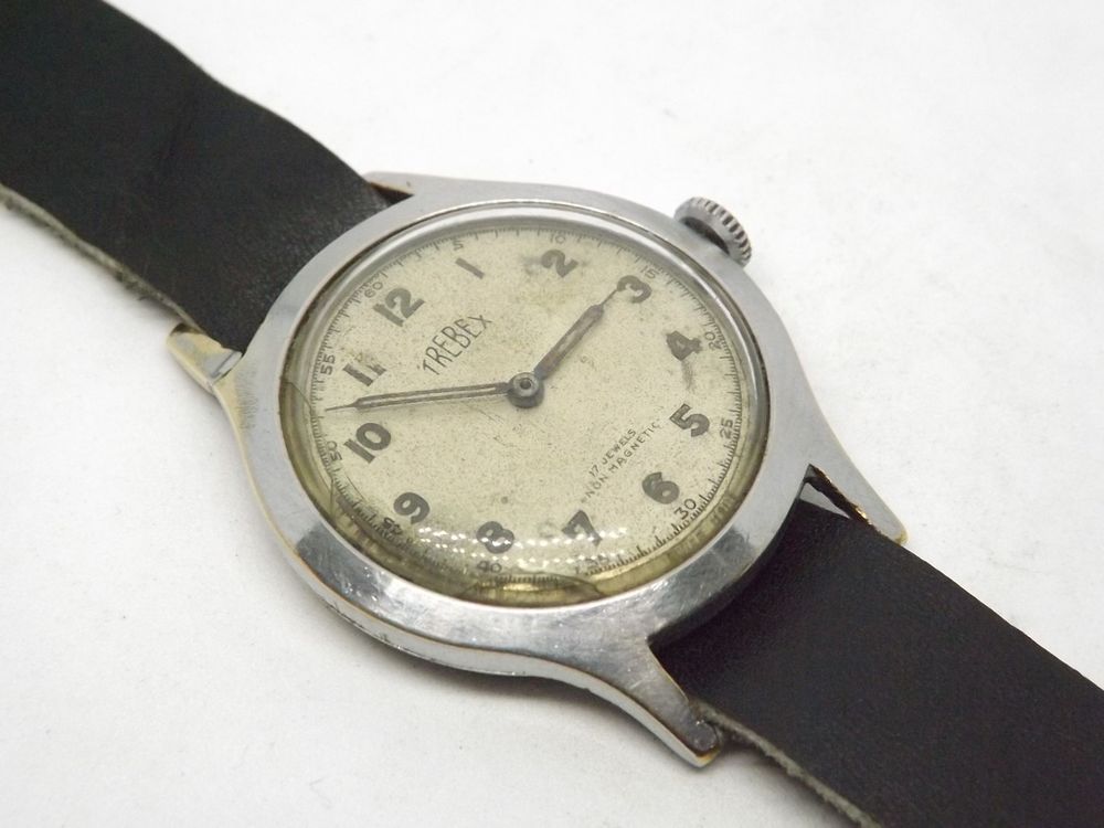 Rare montre suisse m&eacute;canique Trebex ann&eacute;es 1950, boitier BWC Bijoux et montres