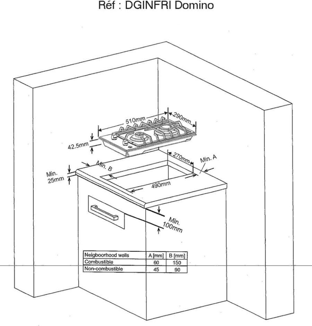 Table de cuisson 2 FEUX GAZ SOUS GARANTIE Frionor dginfri Electroménager