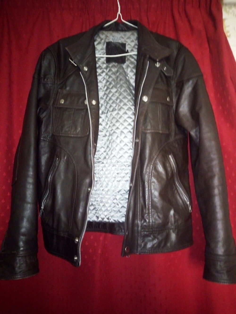  blouson cuir marron asos taille S Vêtements
