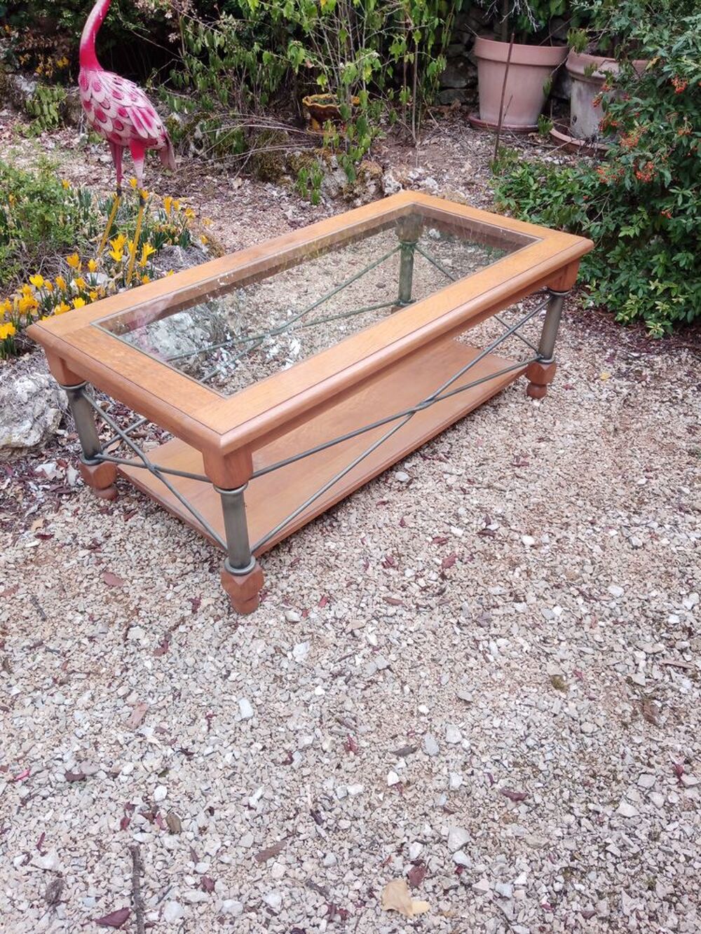 Table basse ch&ecirc;ne et m&eacute;tal Meubles