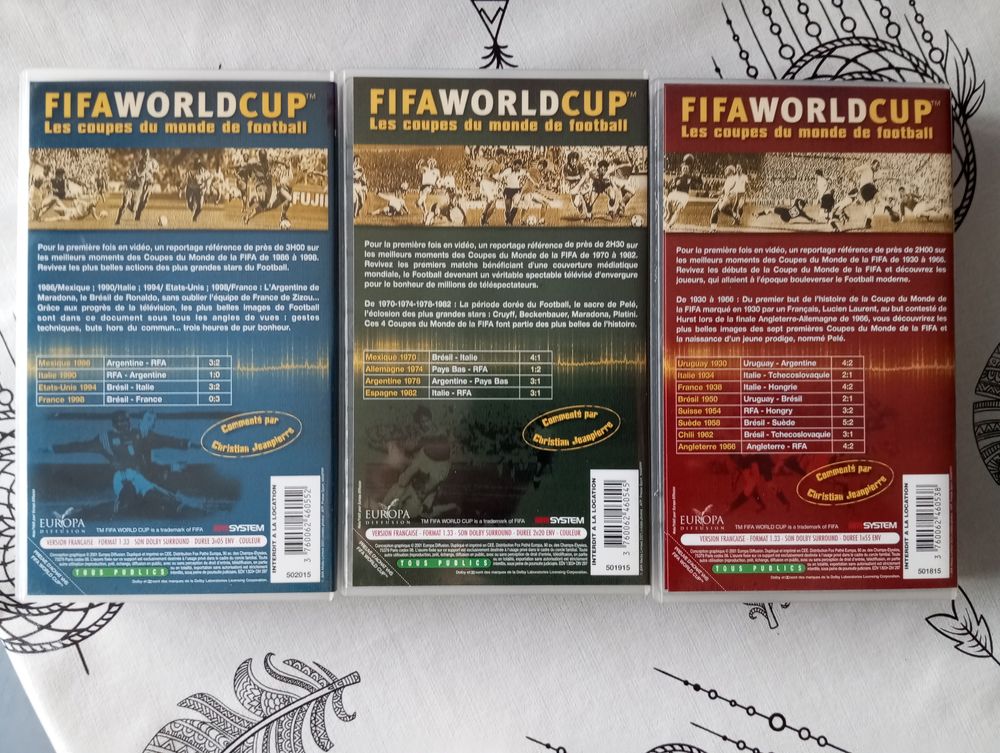 coffret box 3 vhs k7 vid&eacute;o fifa foot world cup l'int&eacute;grale DVD et blu-ray