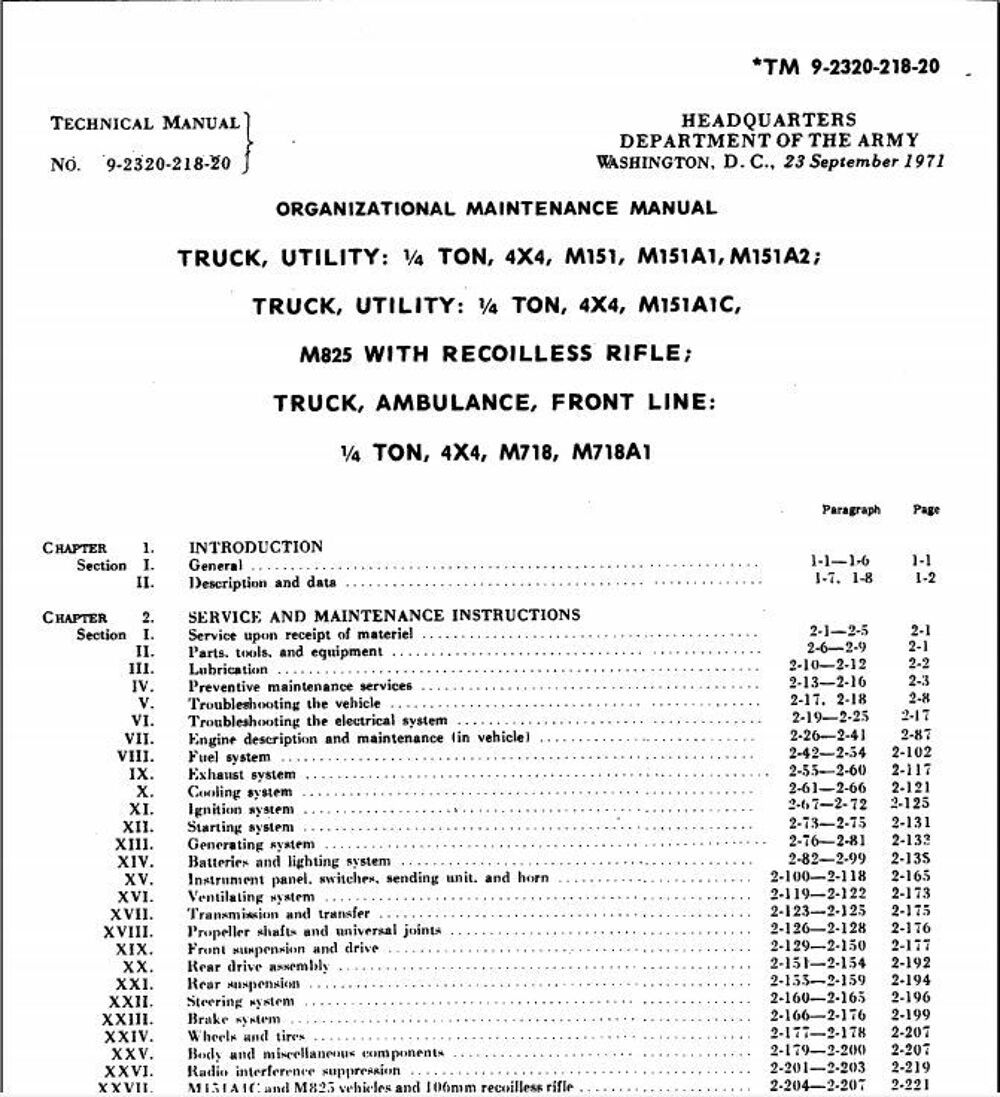 Manuels d'atelier v&eacute;hicules militaires WW2 et apr&eacute;s 