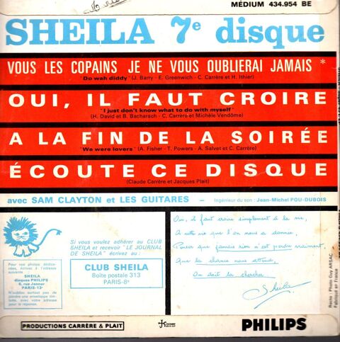 Vinyl 45 trs SHEILA 4 titres VOIR PHOTO 3 Pontoise (95)
