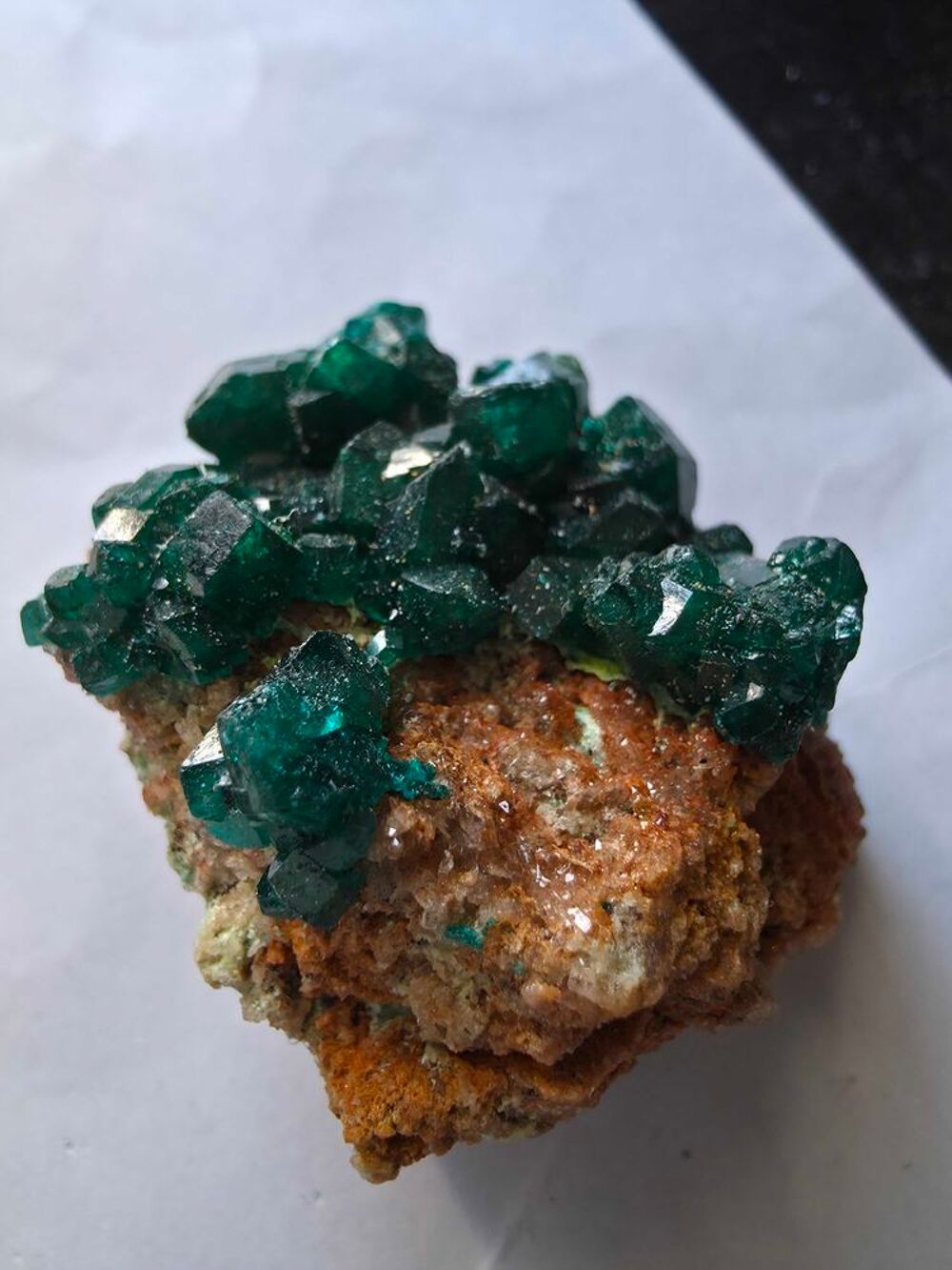 Dioptase Cristallis&eacute;e Vert Emeraude-Katanga RDC-39g 