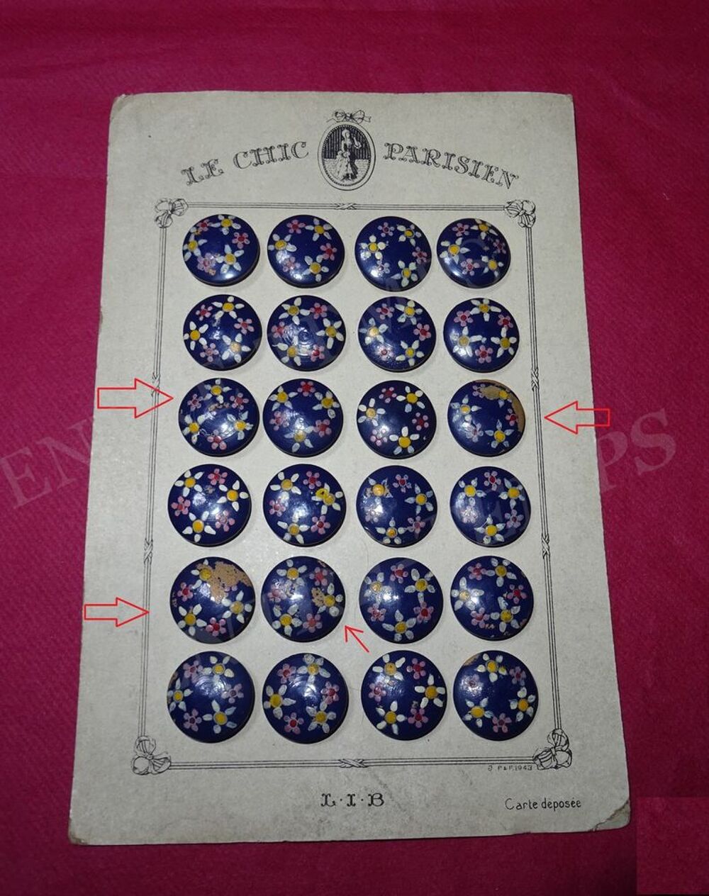 LE CHIC PARISIEN CARTE 24 BOUTONS BLEU #2 