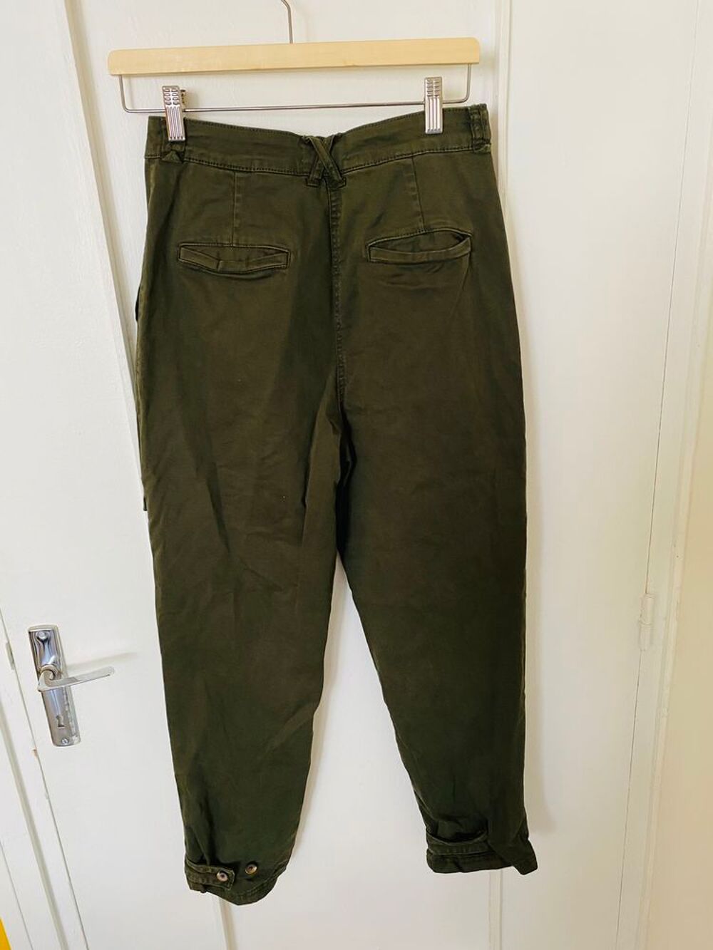 Pantalon cargo taille haute vert kaki vert olive H&amp;M Vtements