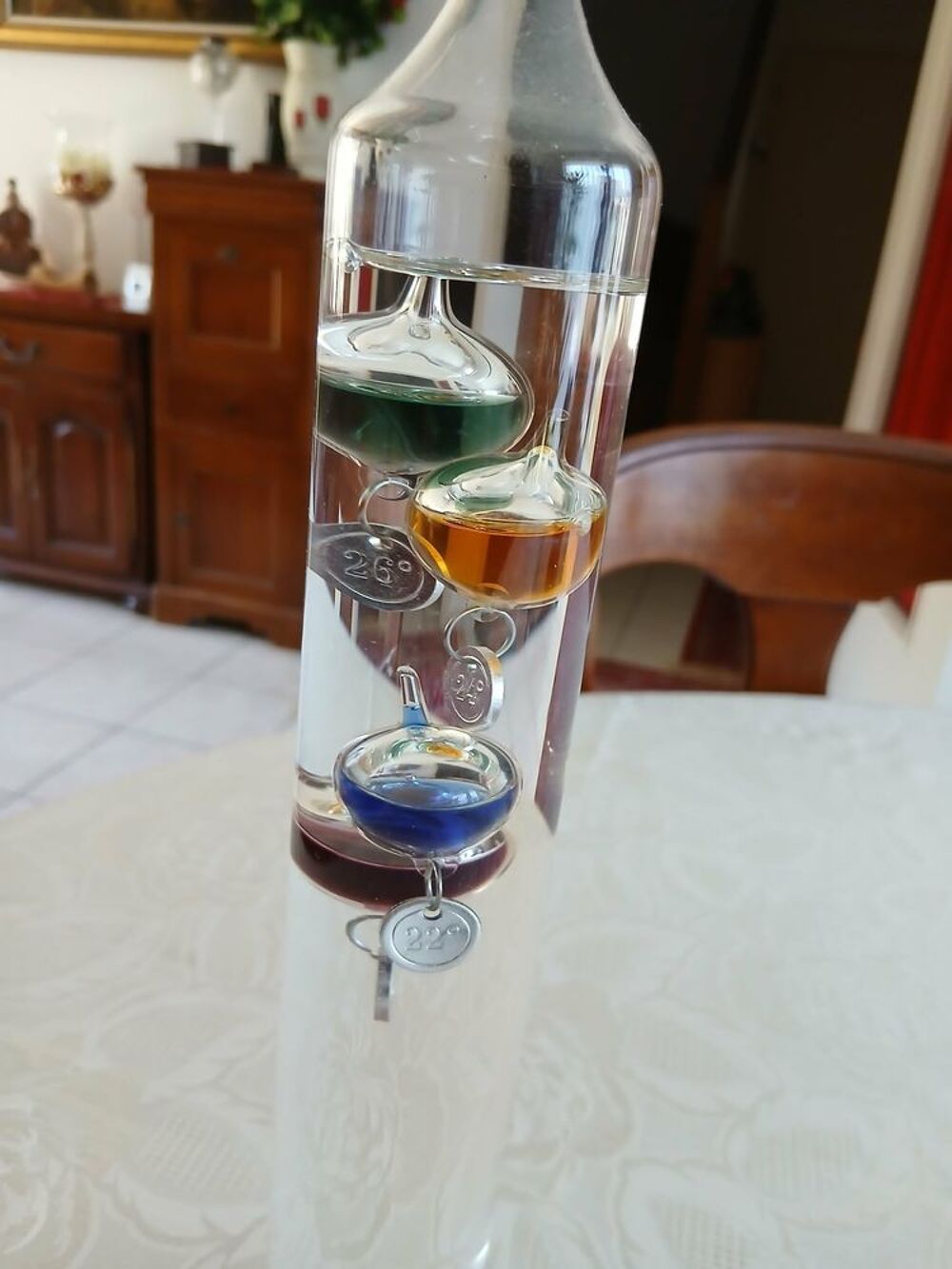  Joli thermom&egrave;tre en verre Galil&eacute;o d&eacute;coratif N&deg; 1449 Décoration