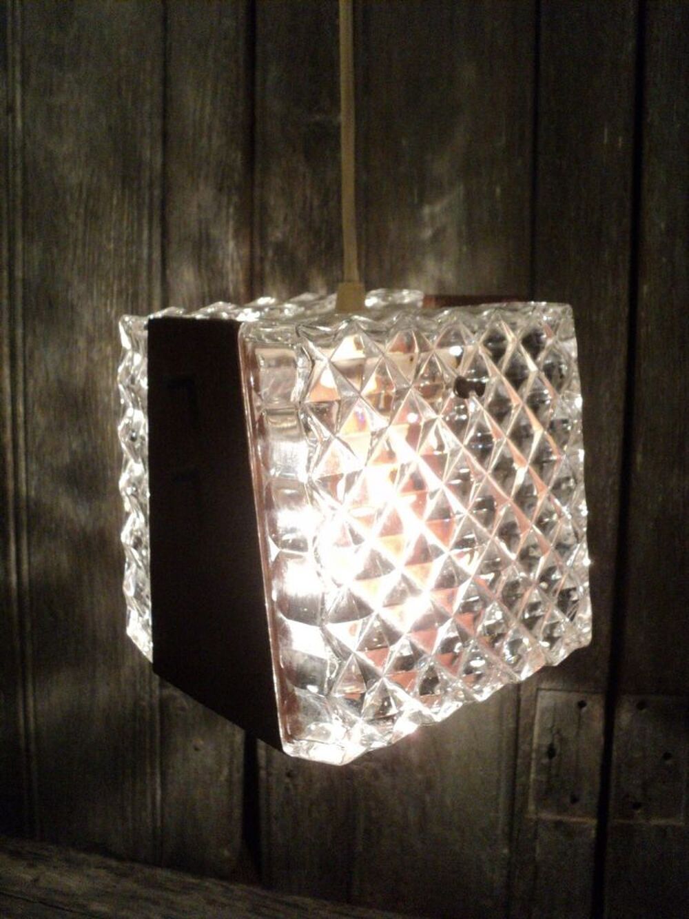 Lampe Suspension Bois et Verre Design Vintage Scandinave Décoration