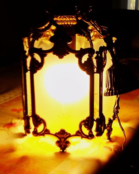 Lustre en Bronze dor� et verre 15 Eysines (33)